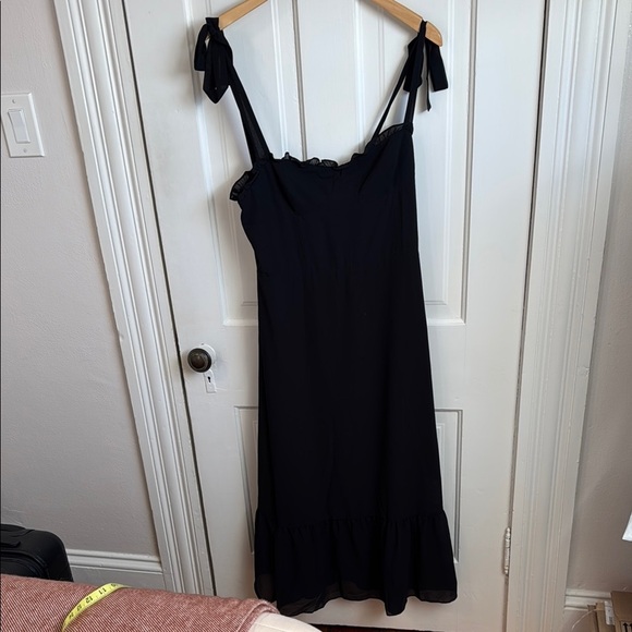 o.p.t. // Toile de Jouy Ruffle Hem Elegant Black Dress - Picture 9 of 10